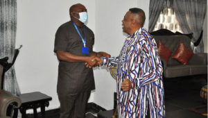 Prof. Nimi Briggs (R) receiving Prof. Nwajiuba
